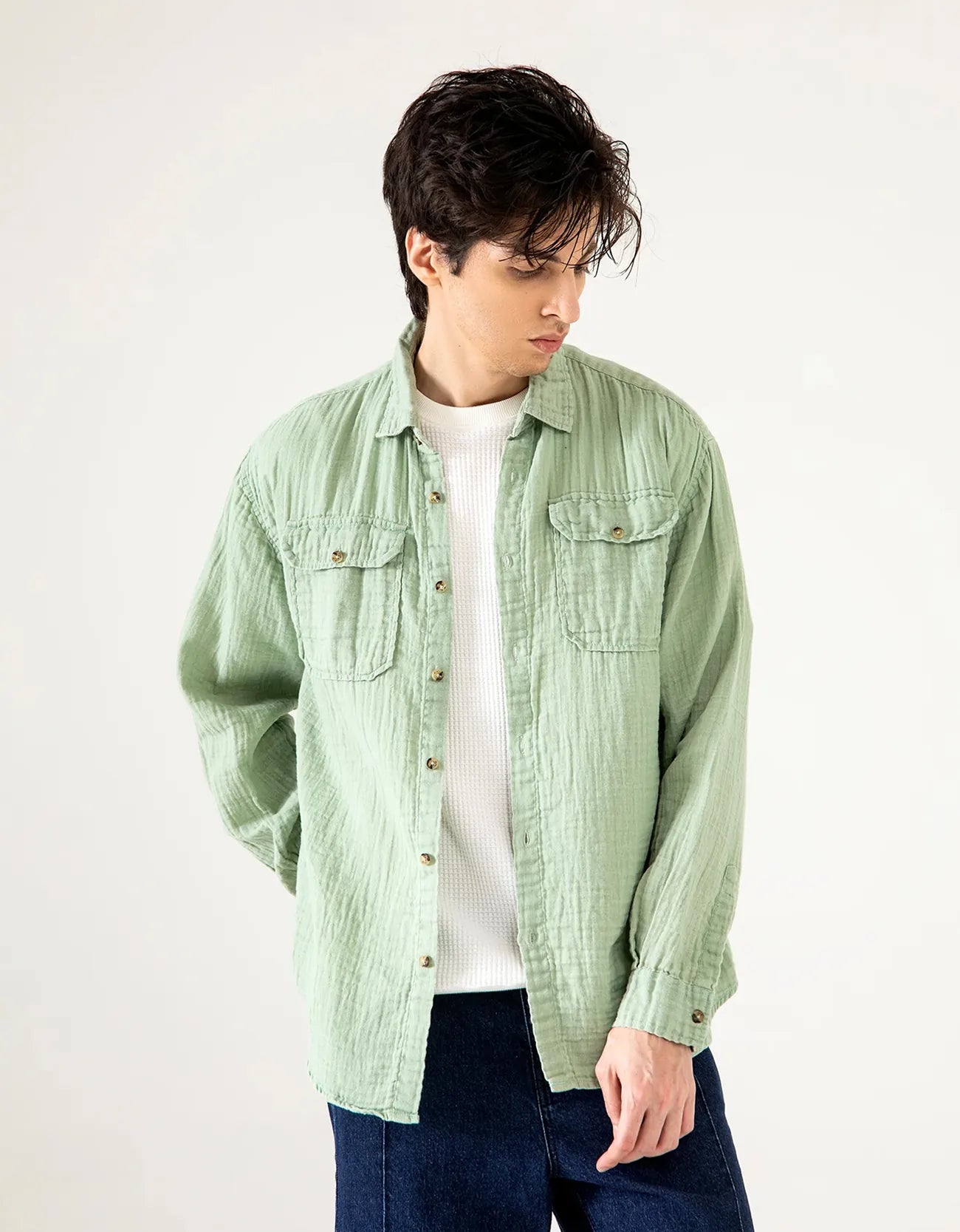 MUSLIN FLAP POCKET SHIRT