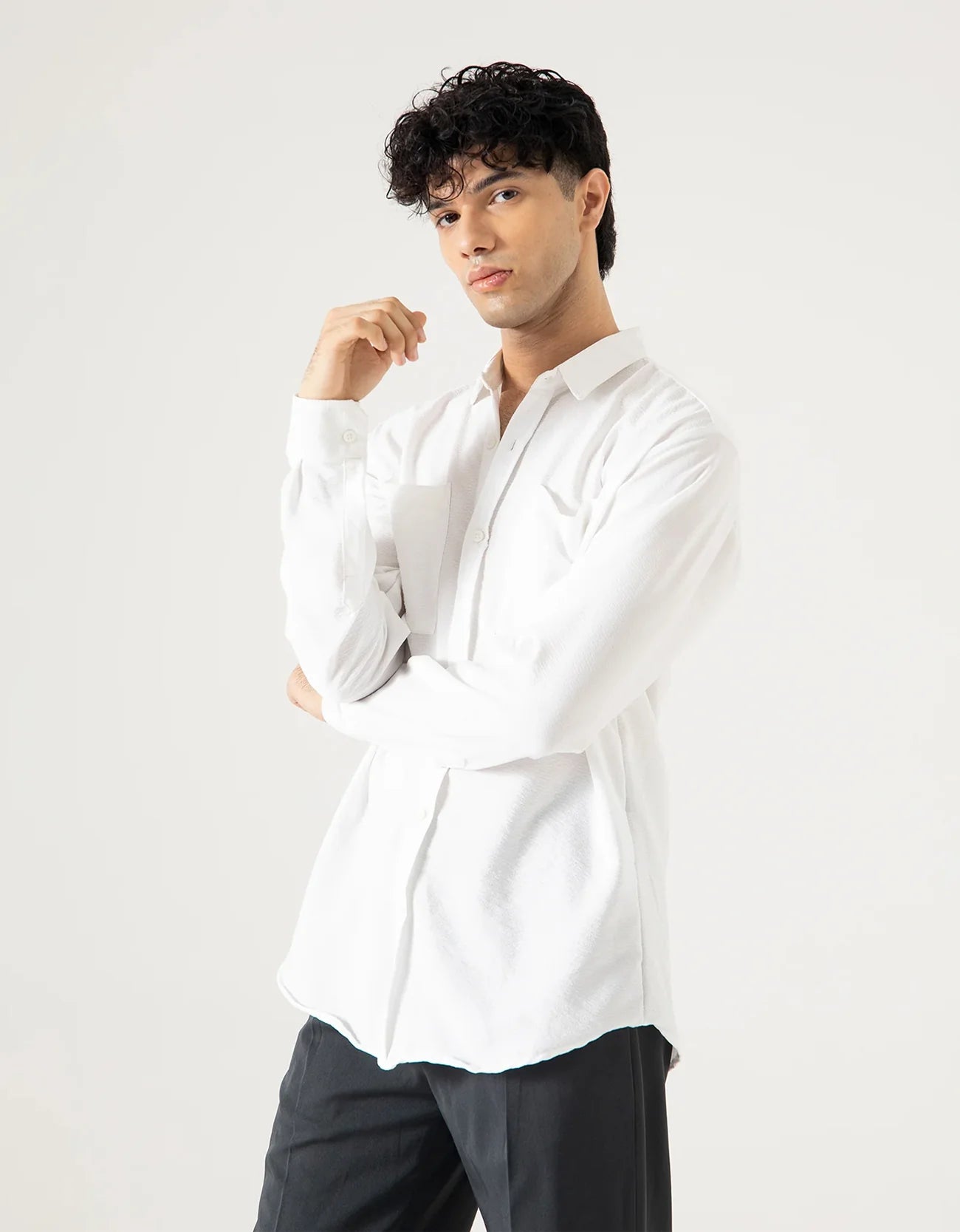 DOUBLE PATCH POCKET TEXTURED SHIRT