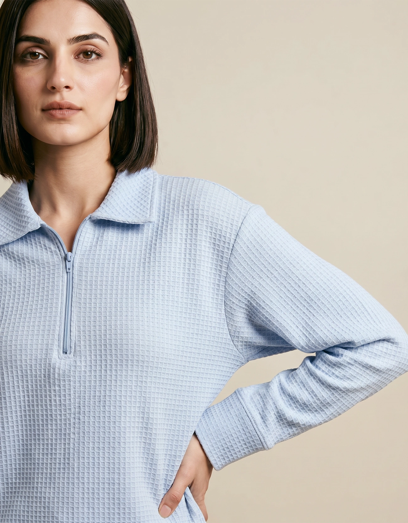 WAFFLE QUARTER ZIPPER SHIRT