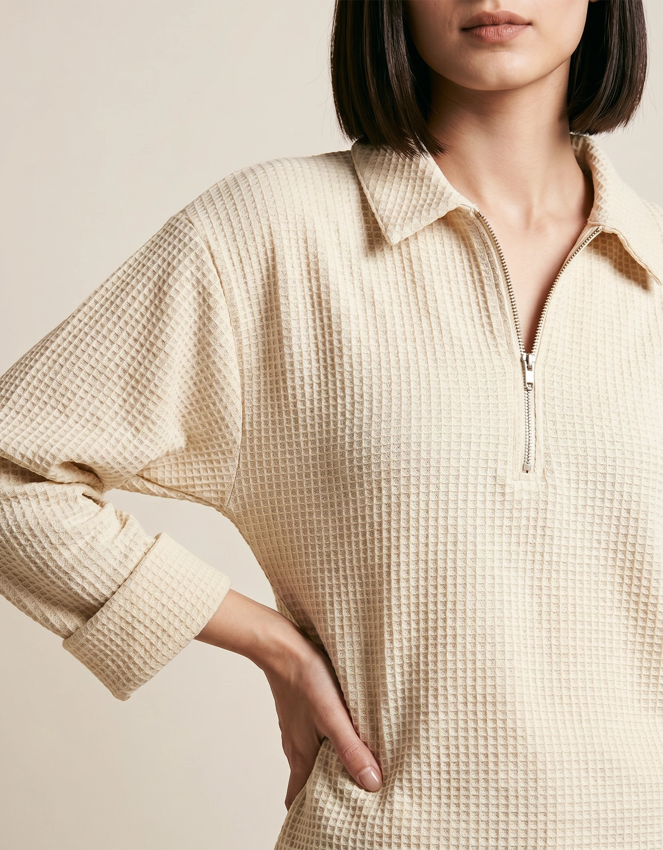 WAFFLE QUARTER ZIPPER SHIRT