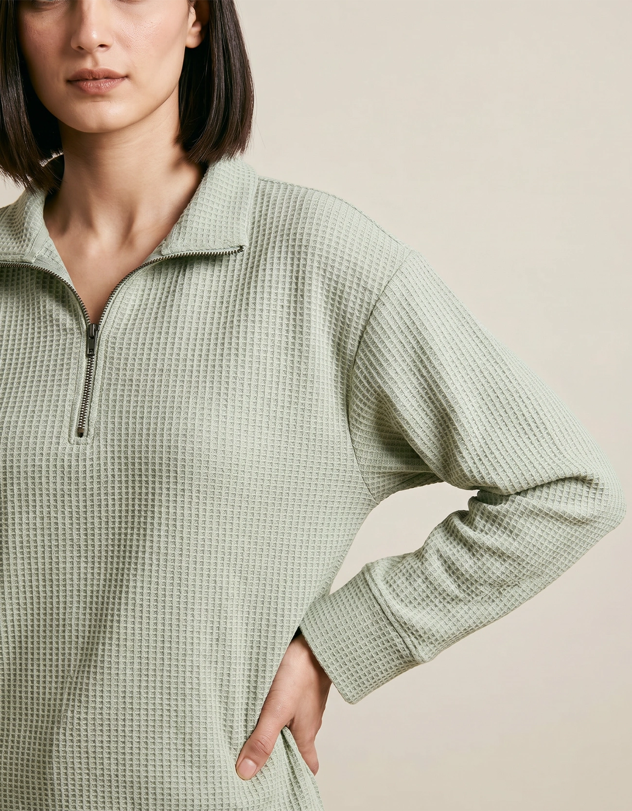 WAFFLE QUARTER ZIPPER SHIRT