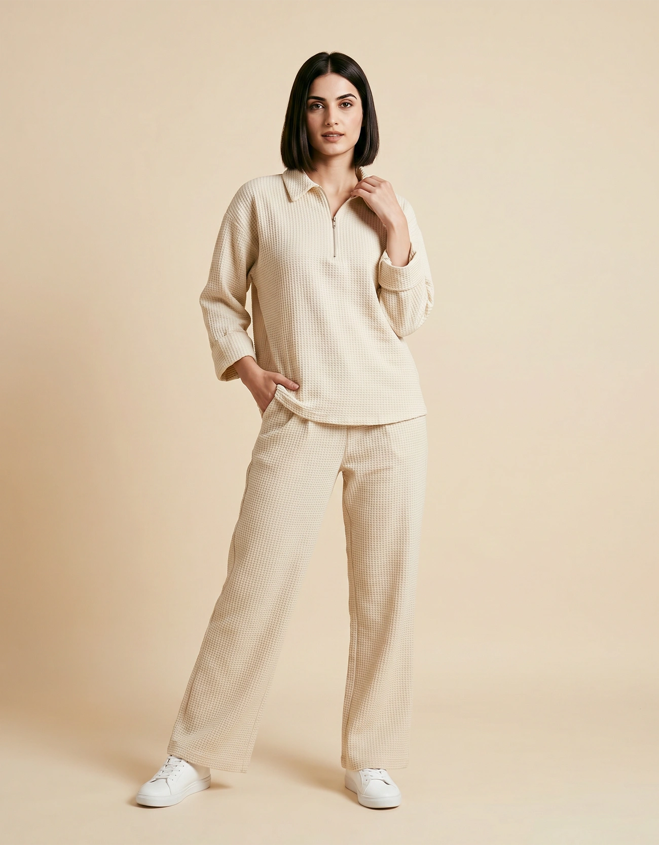 WAFFLE QUARTER ZIPPER SHIRT