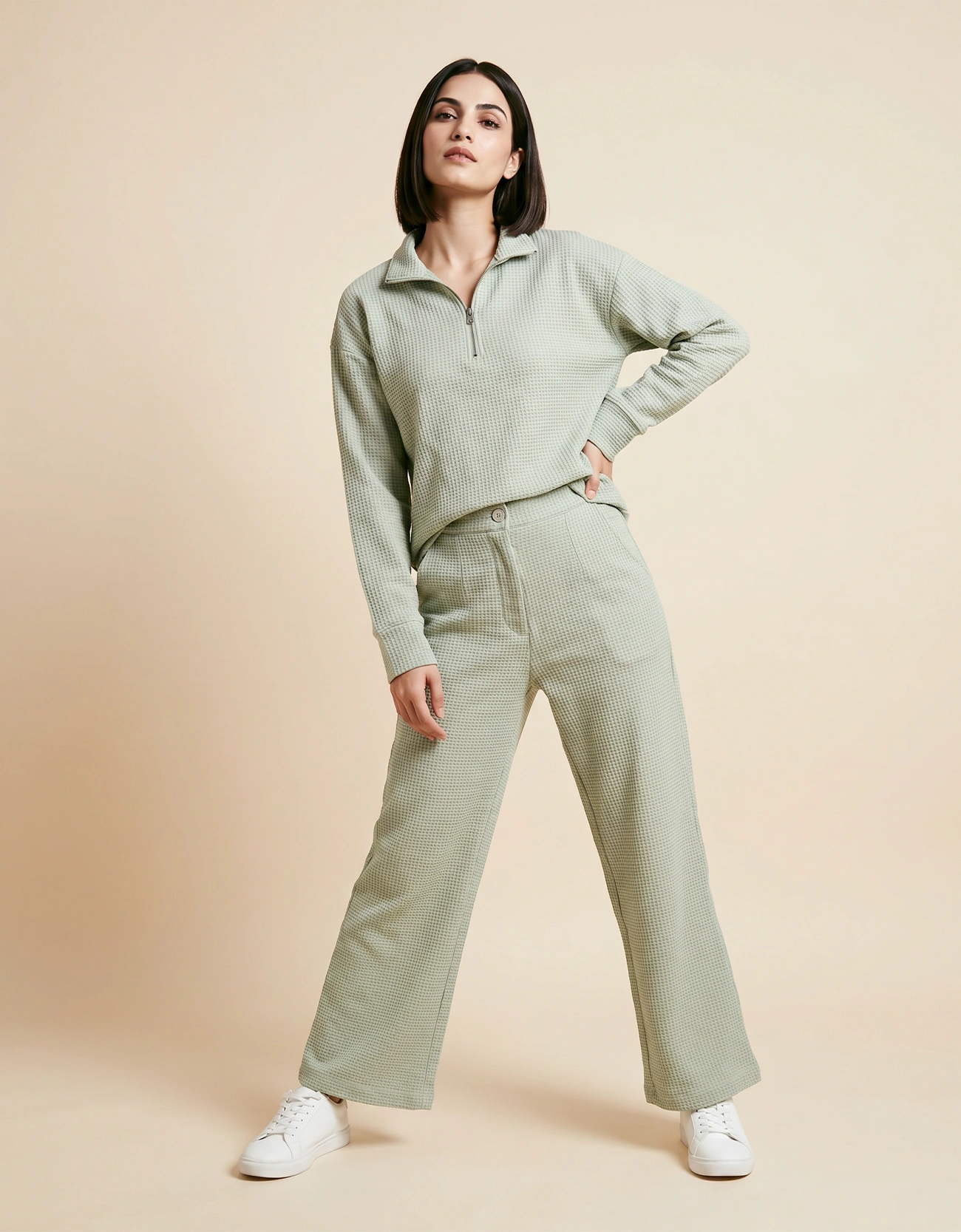 WAFFLE QUARTER ZIPPER SHIRT