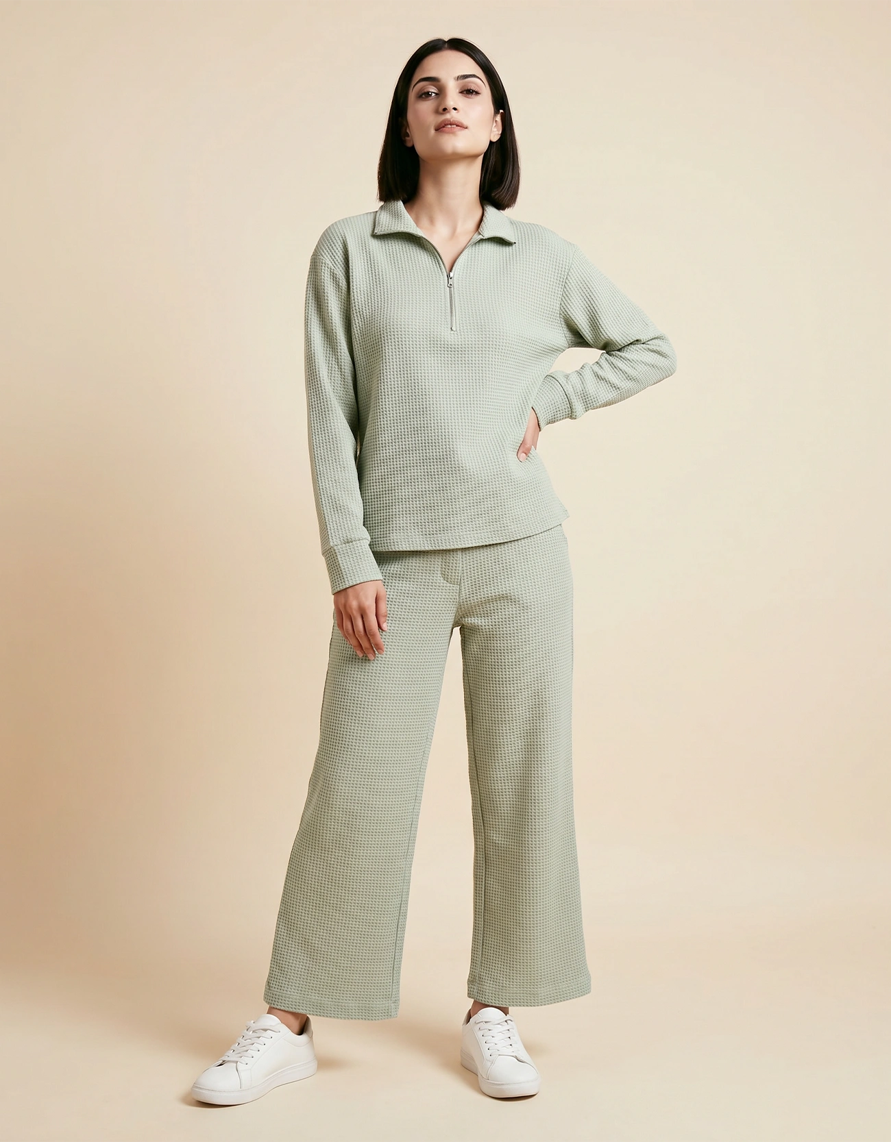 WAFFLE QUARTER ZIPPER SHIRT