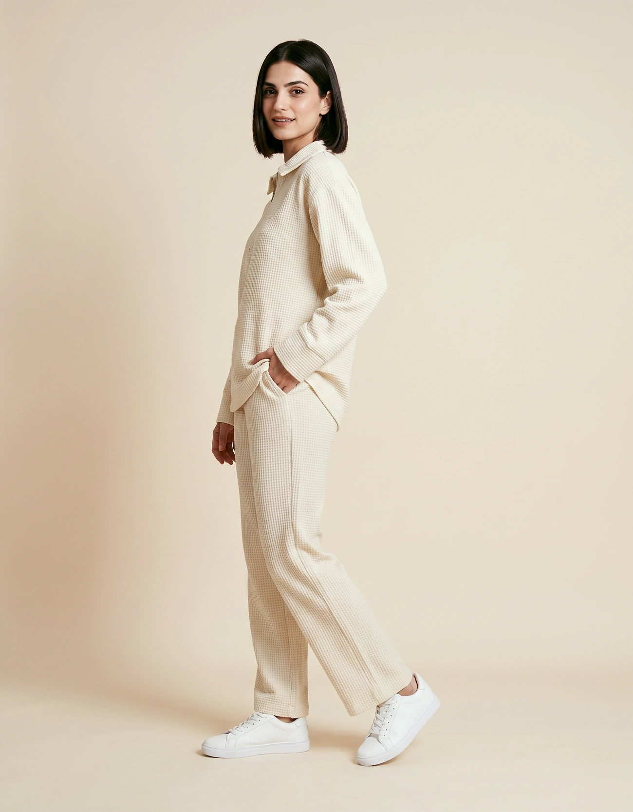 WAFFLE QUARTER ZIPPER SHIRT