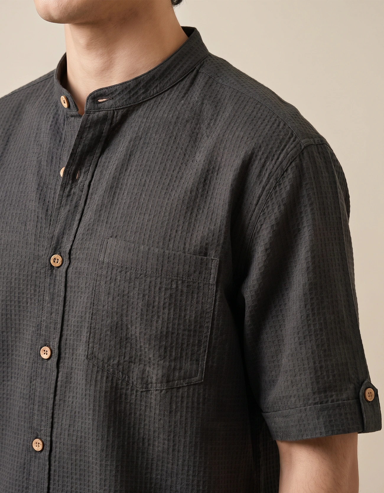 WAFFLE TEXTURED MEN'S CASUAL SHIRT