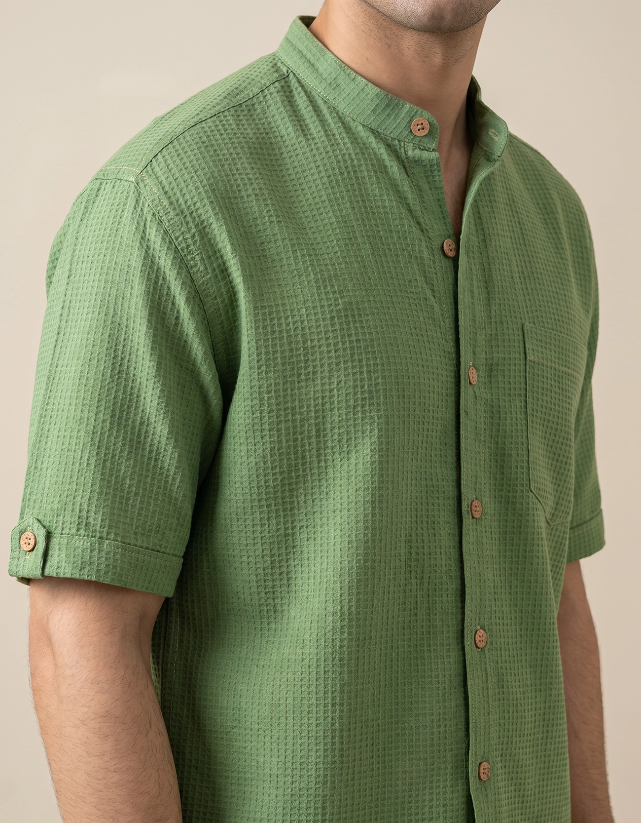 WAFFLE TEXTURED MEN'S CASUAL SHIRT