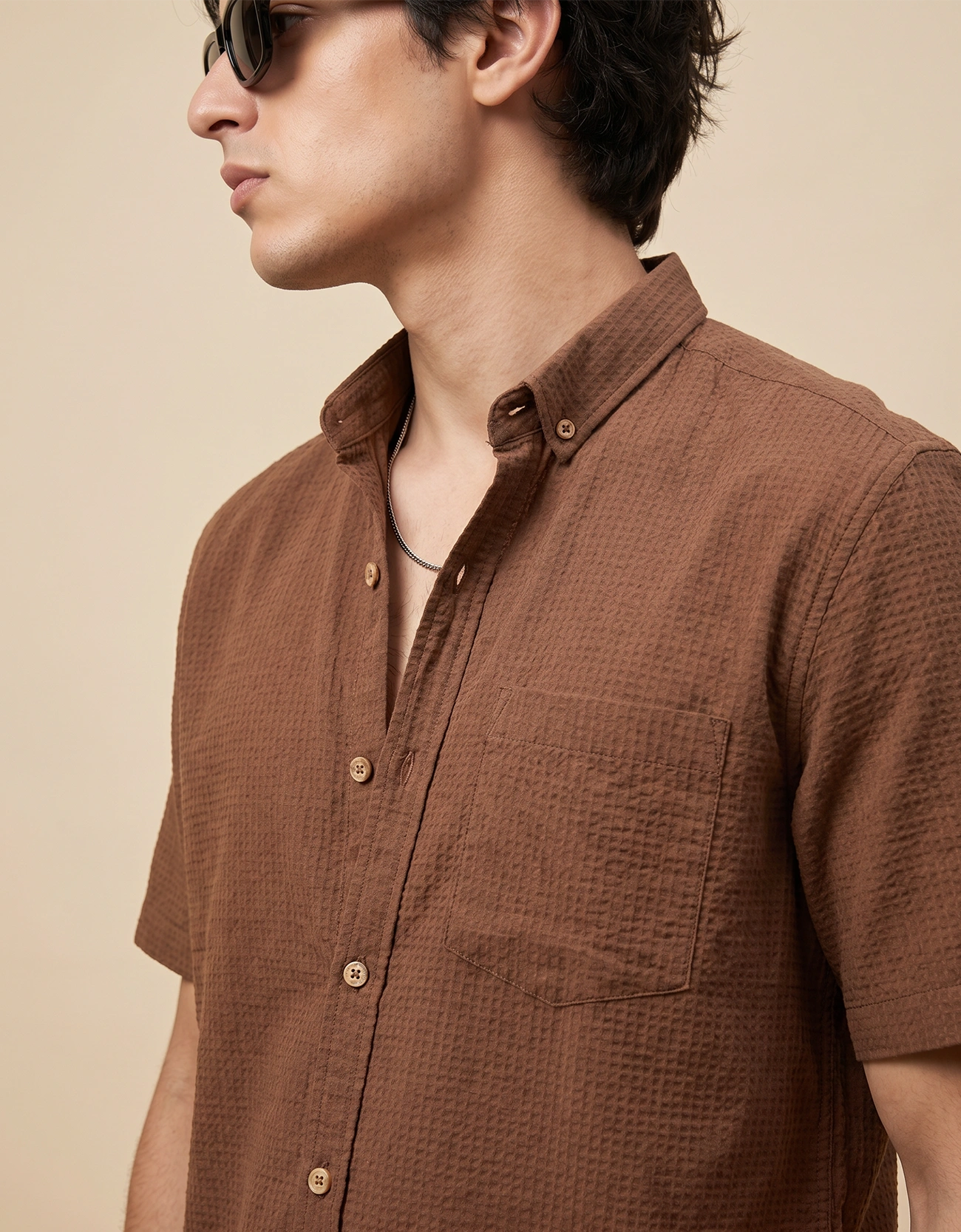 WAFFLE TEXTURED MEN'S CASUAL SHIRT