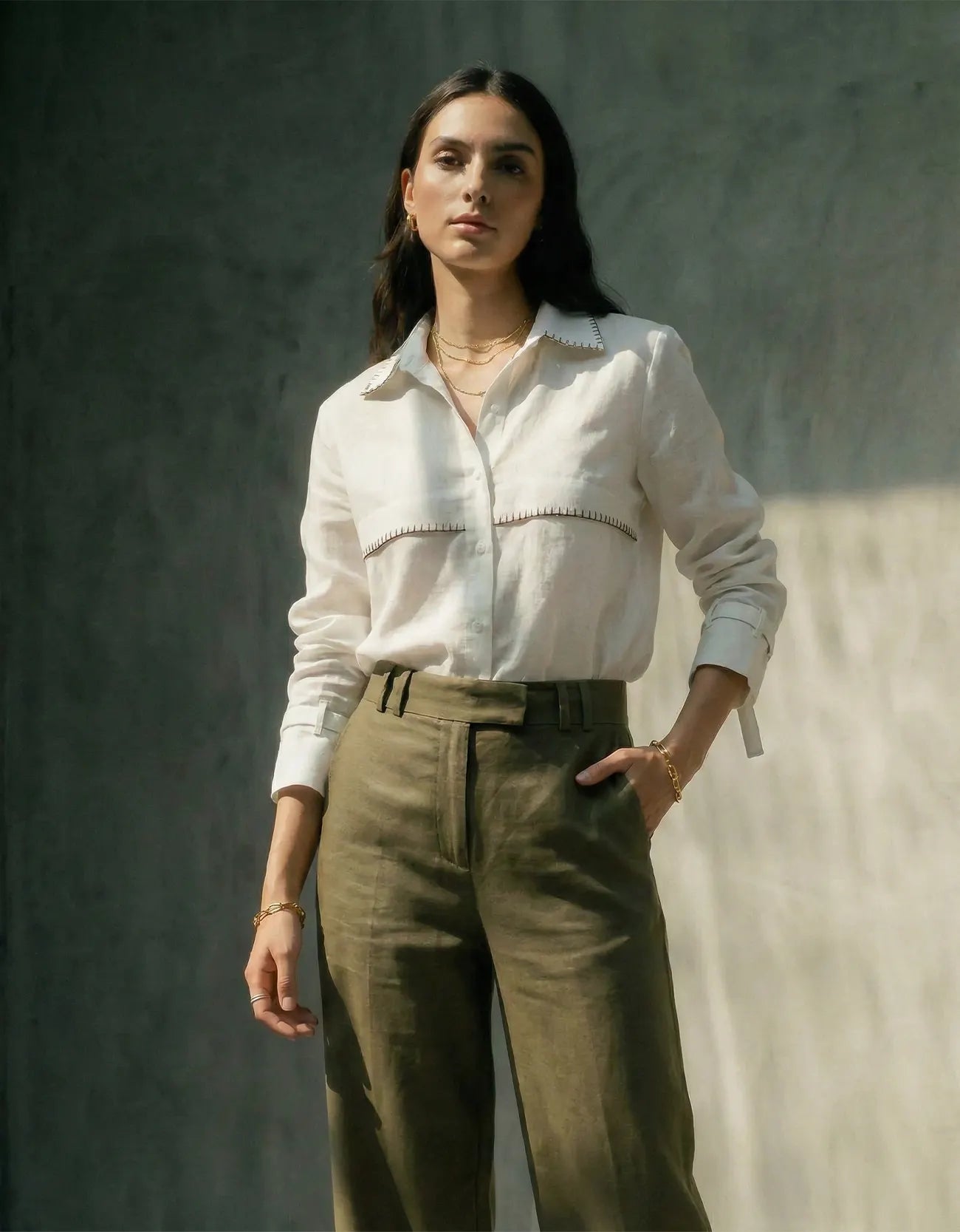 LINEN EMBROIDERED SHIRT