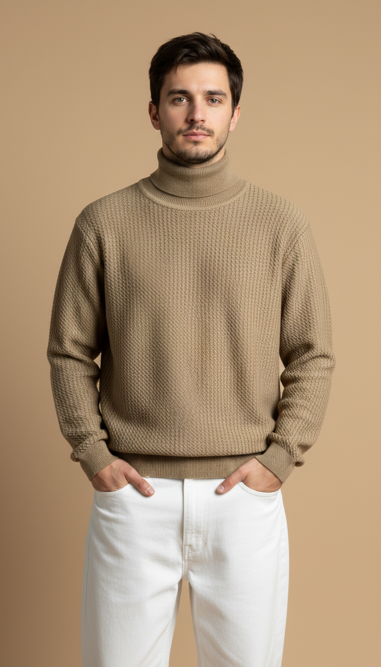 CHAVERON TEXTURED TURTLE NECK