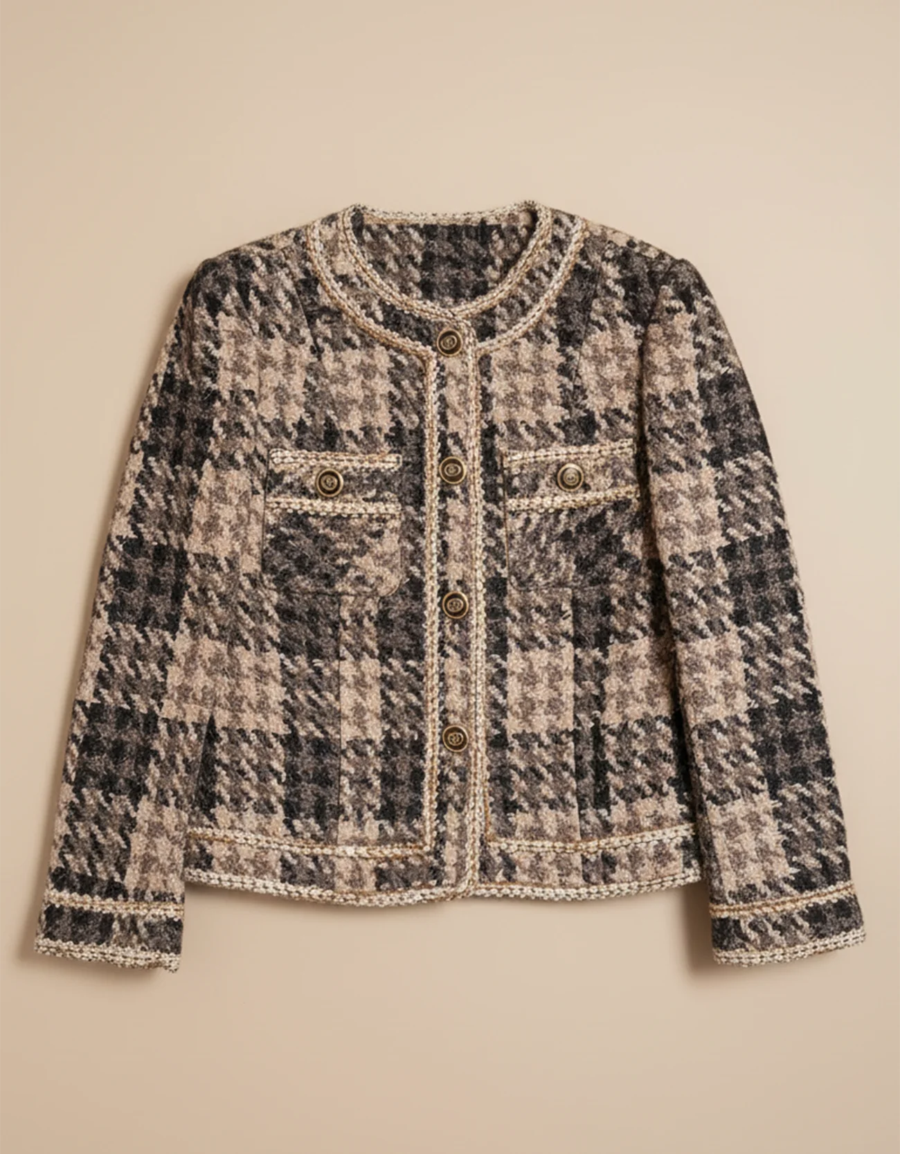 Tweed Checkered Cardigan