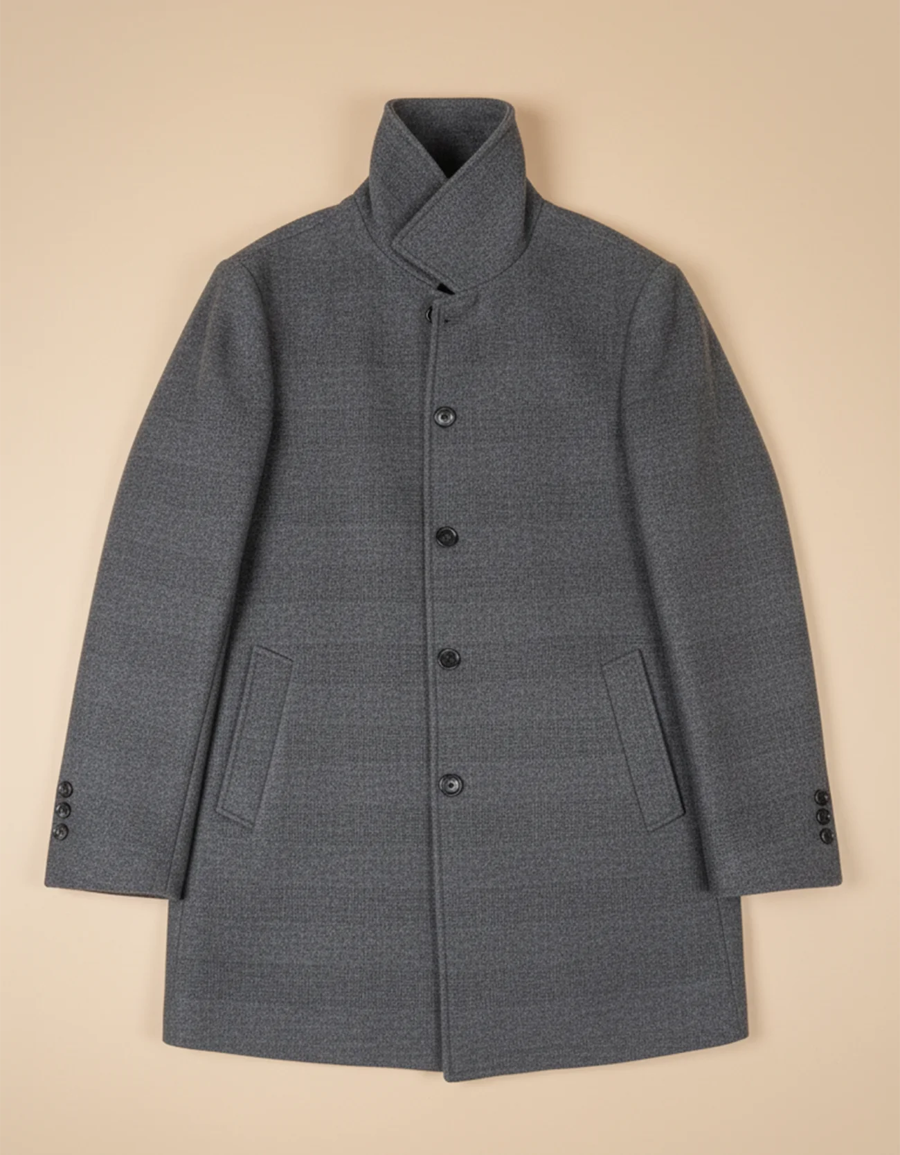 MELANGE WOOLEN LONG COAT