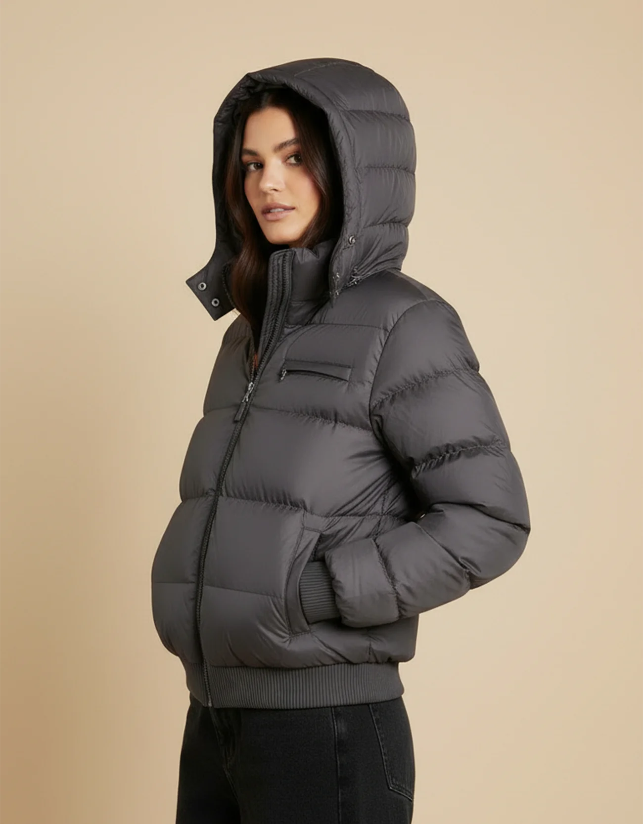 QUILTED HOODED PUFFER