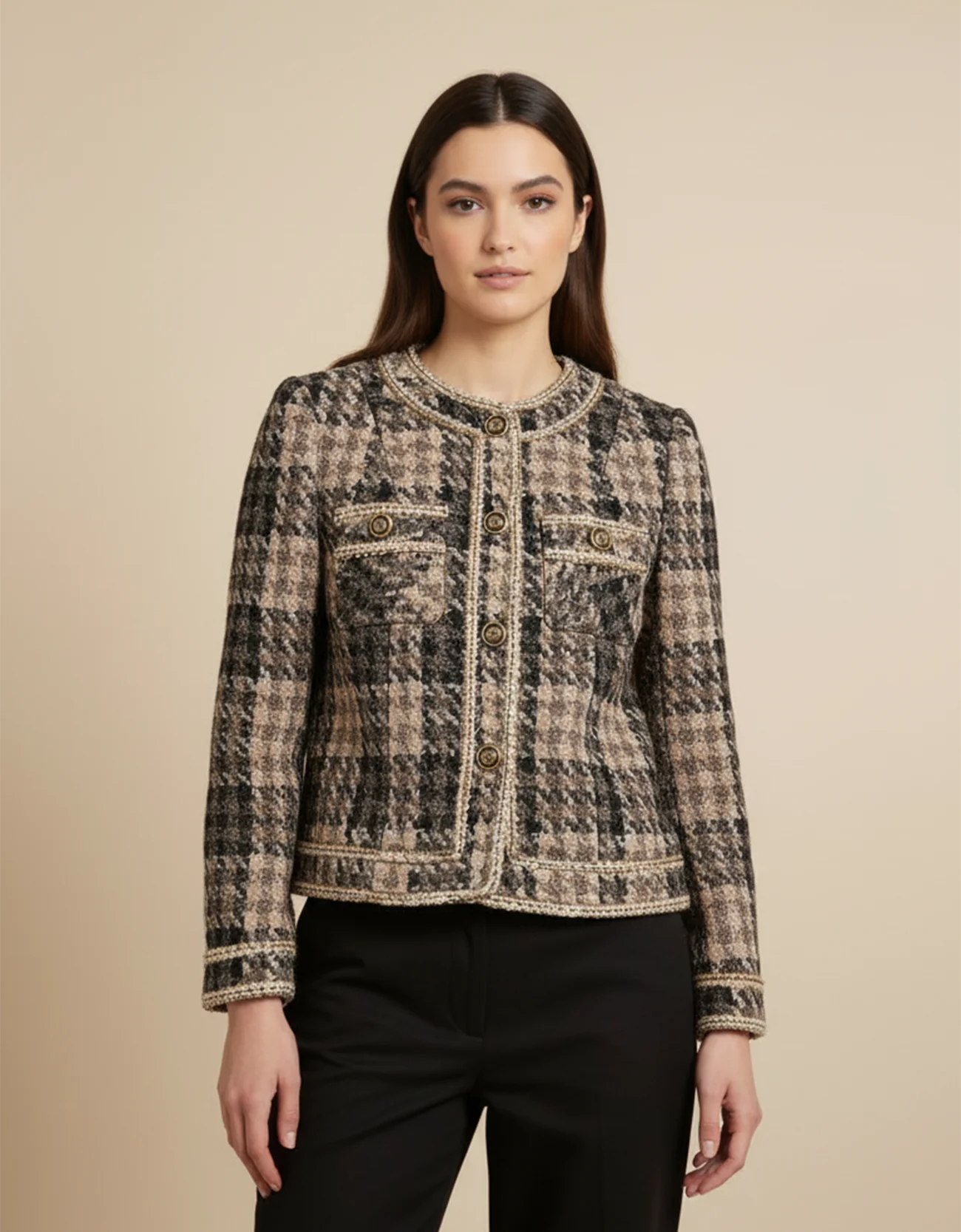 Tweed Checkered Cardigan
