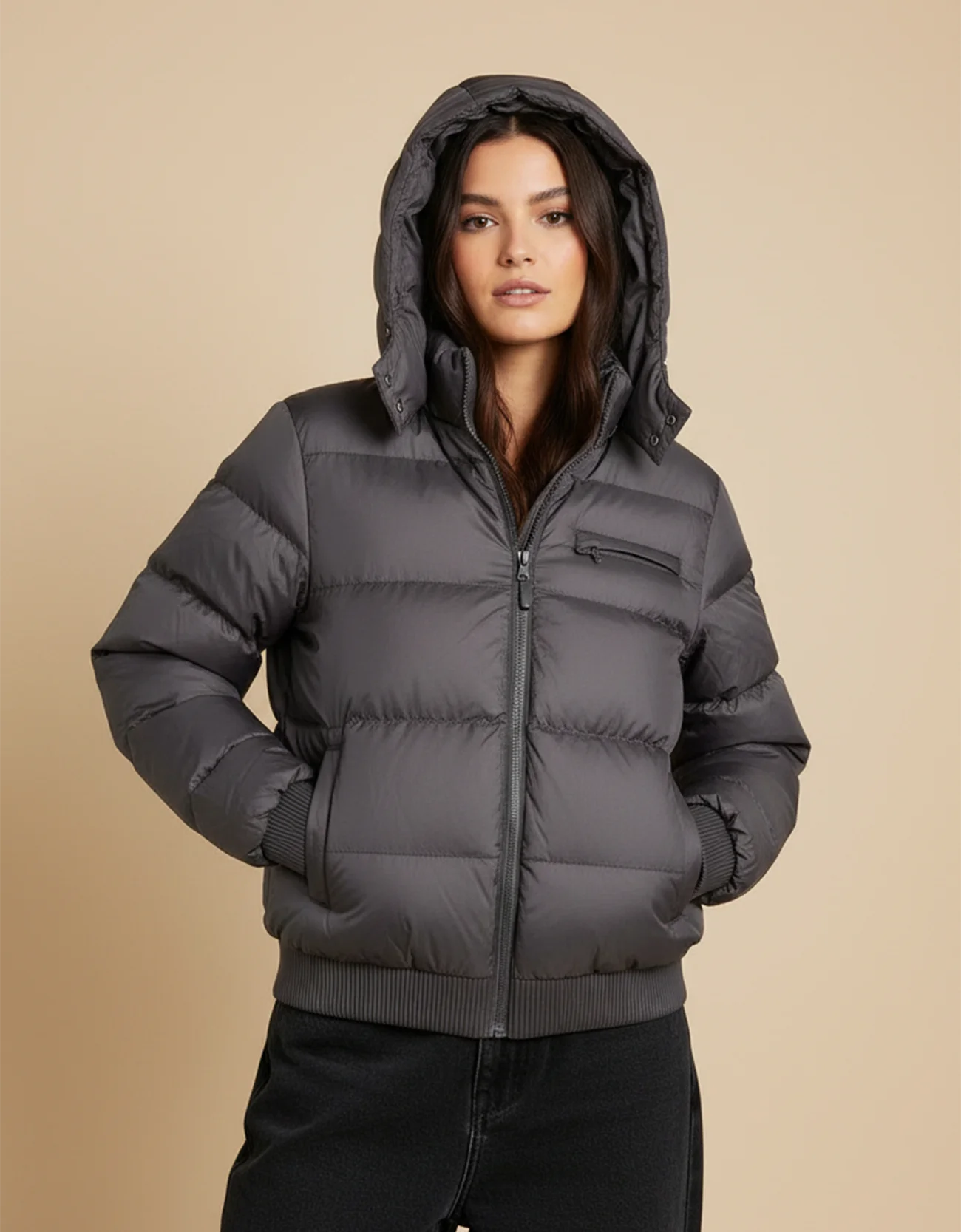 QUILTED HOODED PUFFER