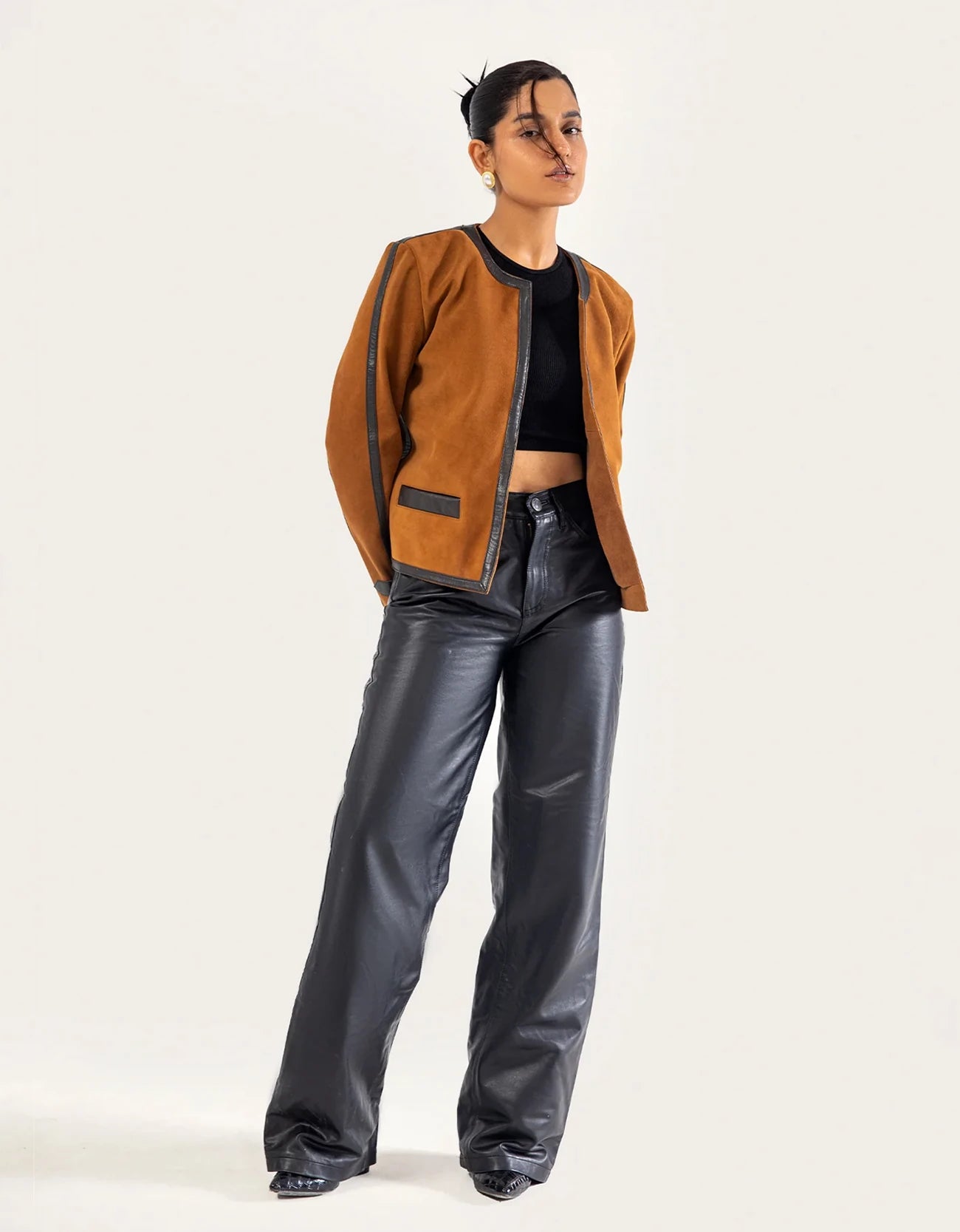 CROPPED SUEDE LEATHER JACKET