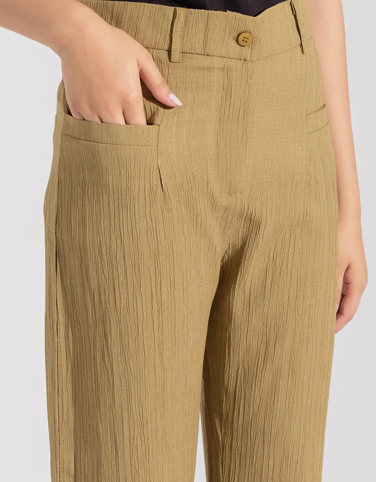 TEXTURED WIDE LEG PANTS