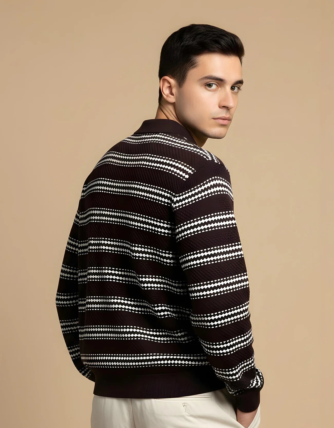 TEXTURED POLO SWEATER