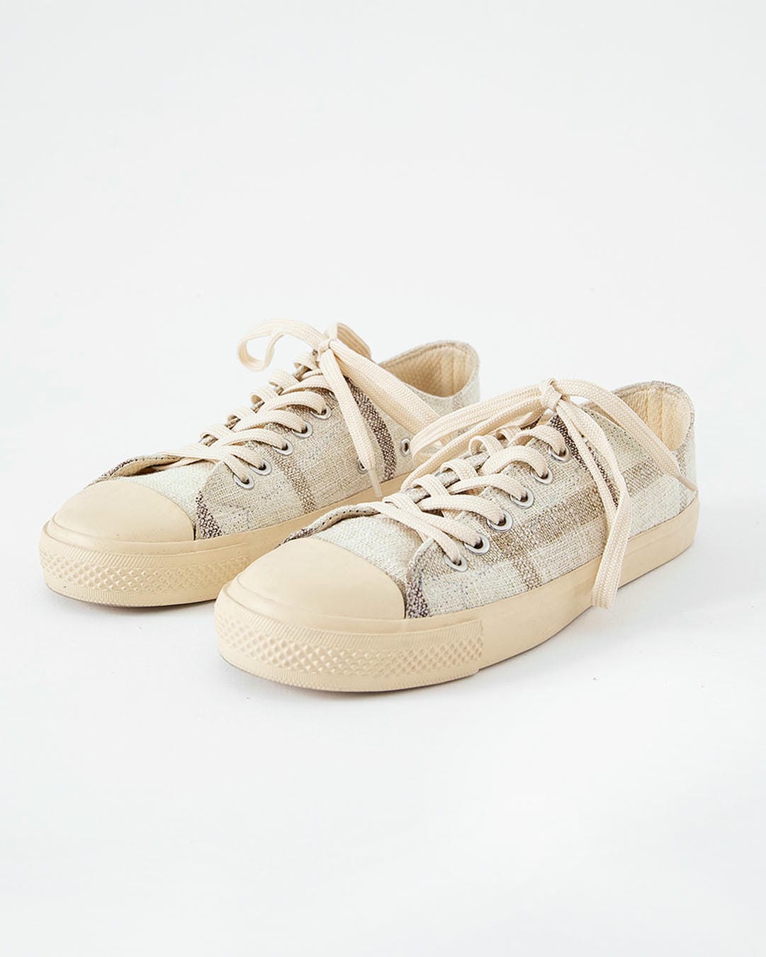 CHECK JUTE LACE-UP SNEAKERS