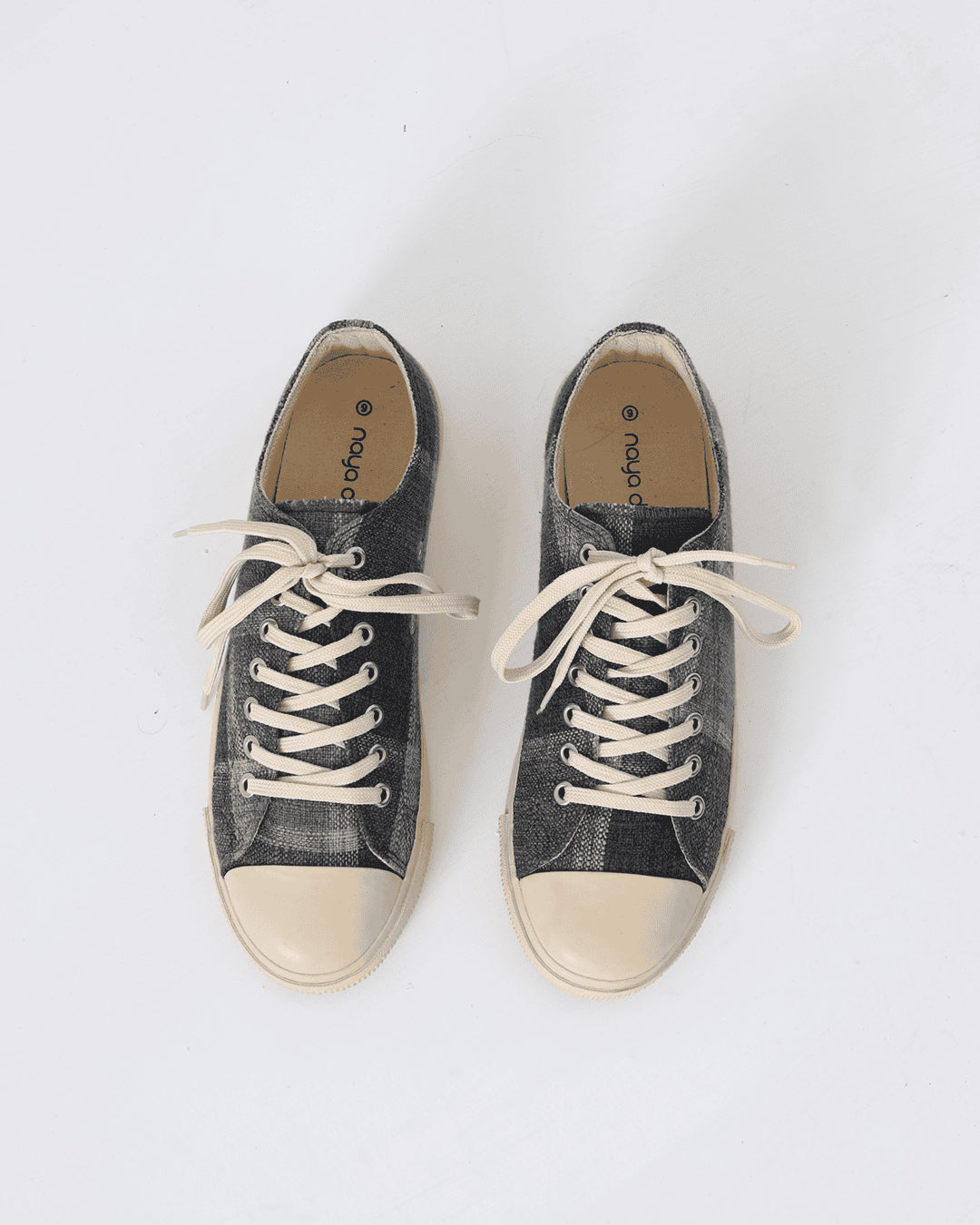 CHECK JUTE LACE-UP SNEAKERS