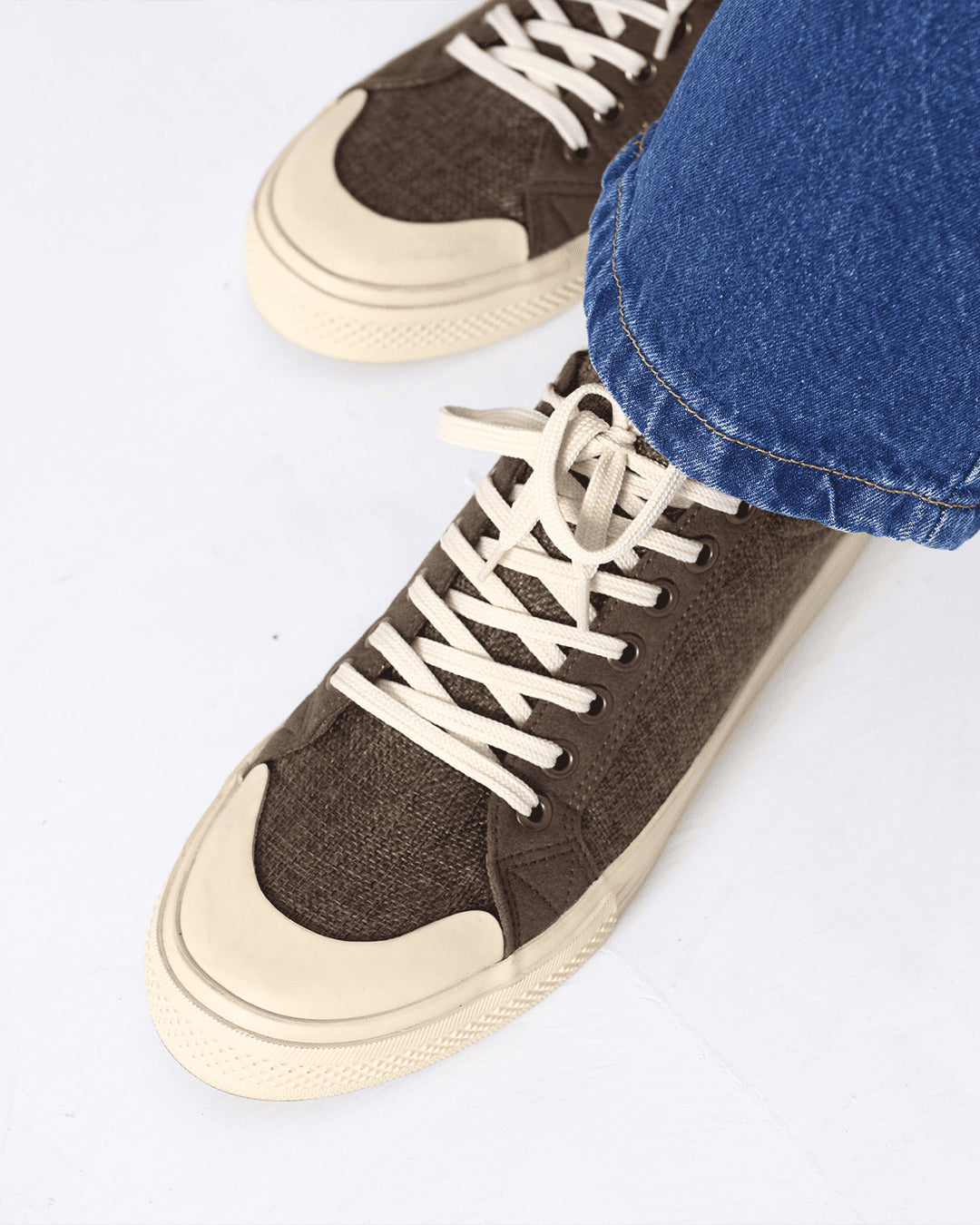 JUTE-SUEDE LACE-UP SNEAKERS